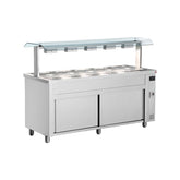 Bain Marie cu dulap neutru, sneeze guard dublu, 5 GN1/1, Inomak